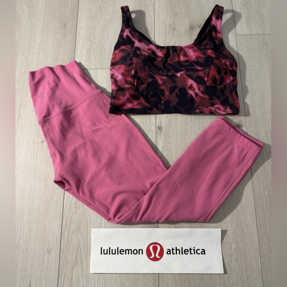 Lululemon HR Pink Align Leggjngs (Sz4)+ Crop Top Built In Bra (Sz6)